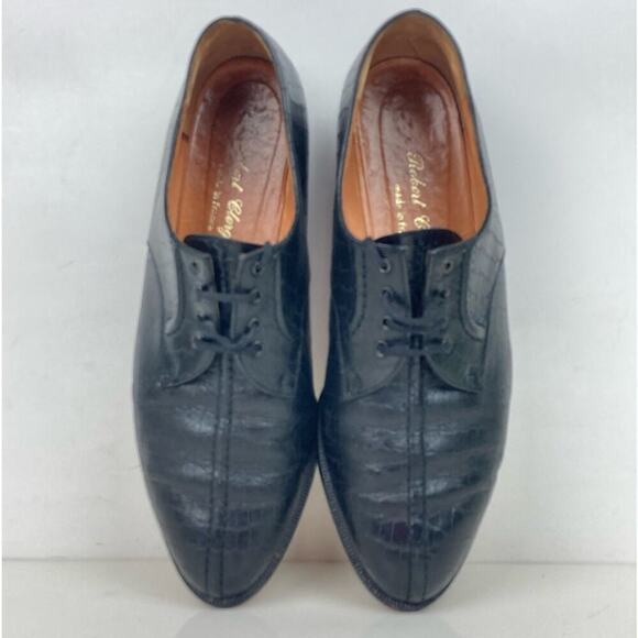 ROBERT CLERGERIE Croc Embossed Leather Lace Up Oxford Loafers 7.5 - $795. - Picture 7 of 14